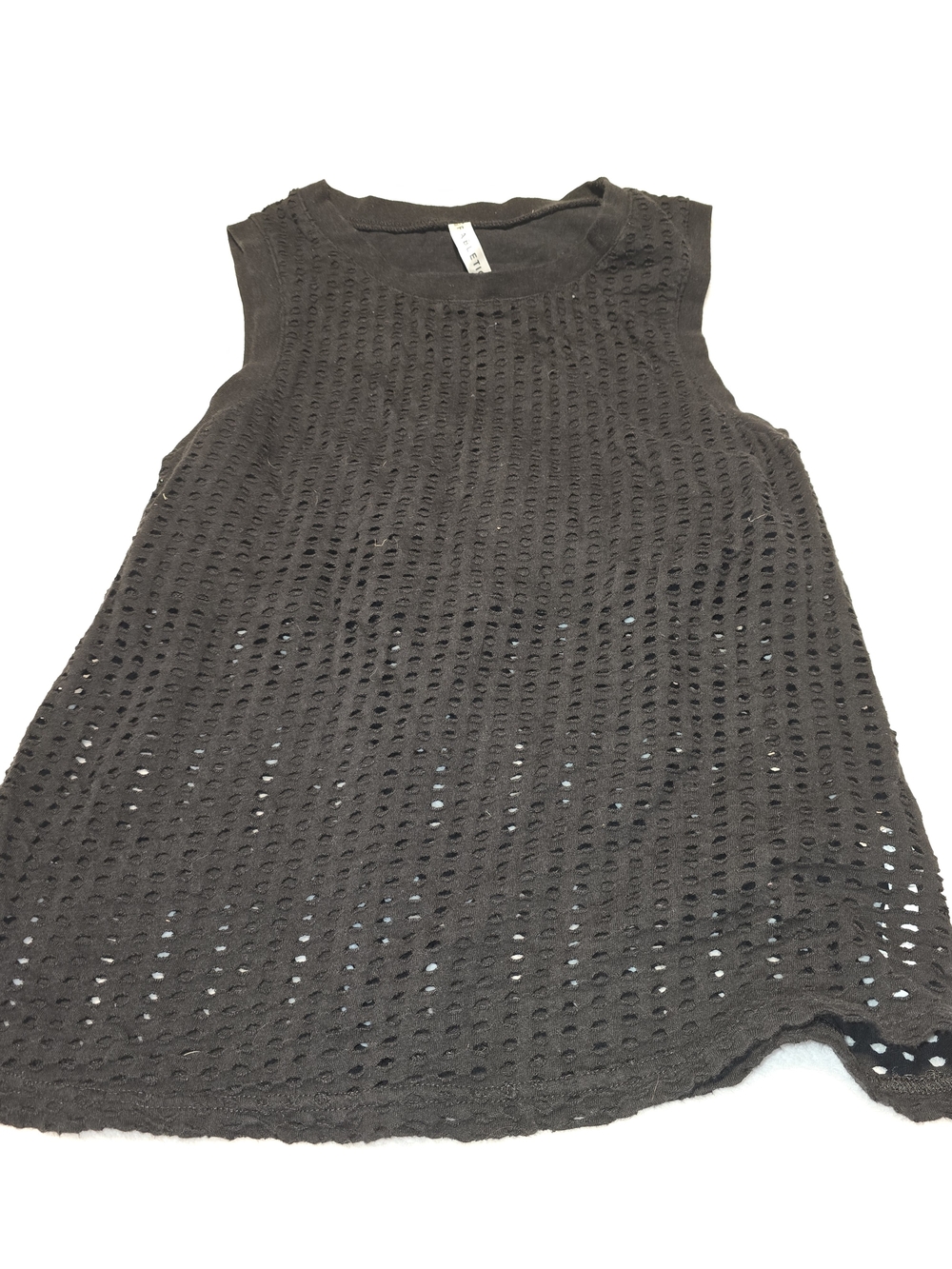 Fabletics Black Eyelet Knit Sleeveless Tank